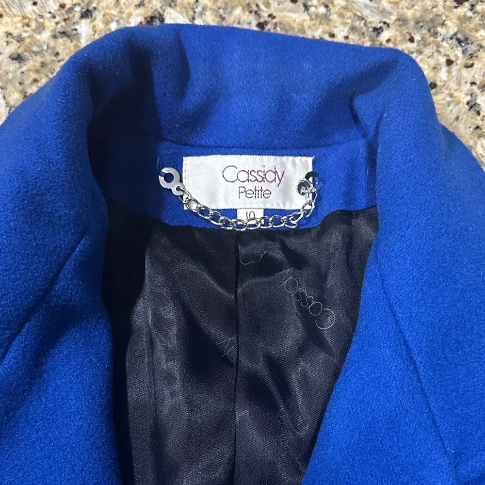 Elegant Vintage Blue Double-Breasted Wool Pea Coat - Picture 5 of 13